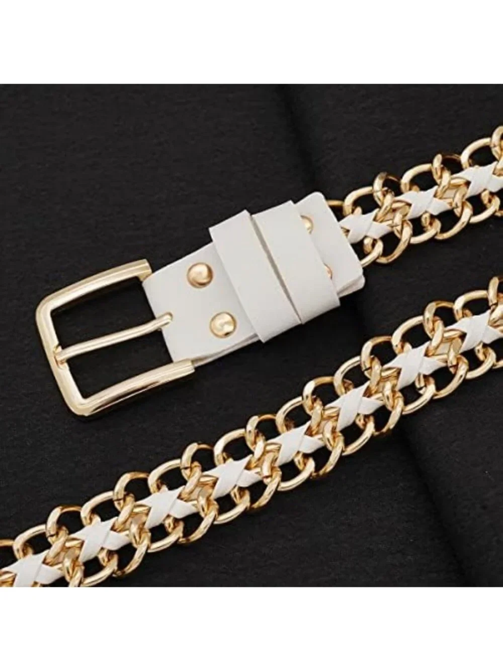Stylish Gold Metal Punk Leather Chain Waist Belt for Women - Perfect for Dresses